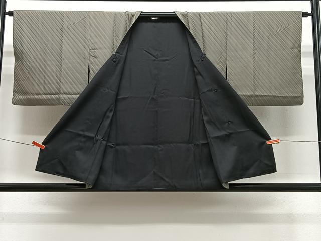 平和屋着物＃道行コート　リバーシブル　斜線文　正絹　逸品　CABL4288ua