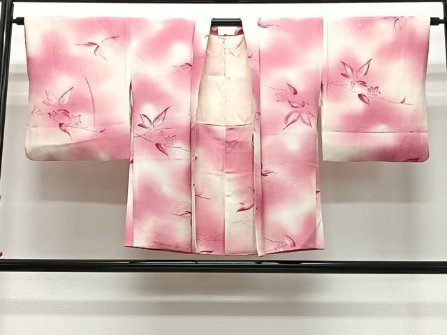 平和屋着物＃羽織　地紋起こし　枝葉文　暈し染め　正絹　逸品　CABL4290ua