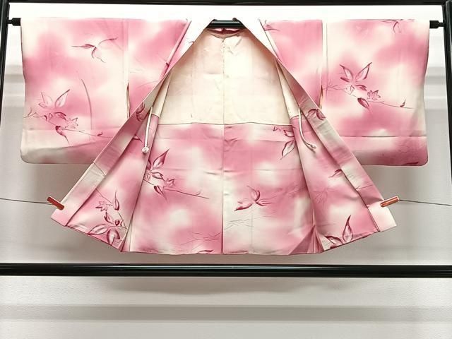 平和屋着物＃羽織　地紋起こし　枝葉文　暈し染め　正絹　逸品　CABL4290ua