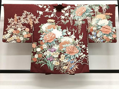 平和屋着物＃羽織　刺繍　草花文　金彩　正絹　逸品　CABL4293ua