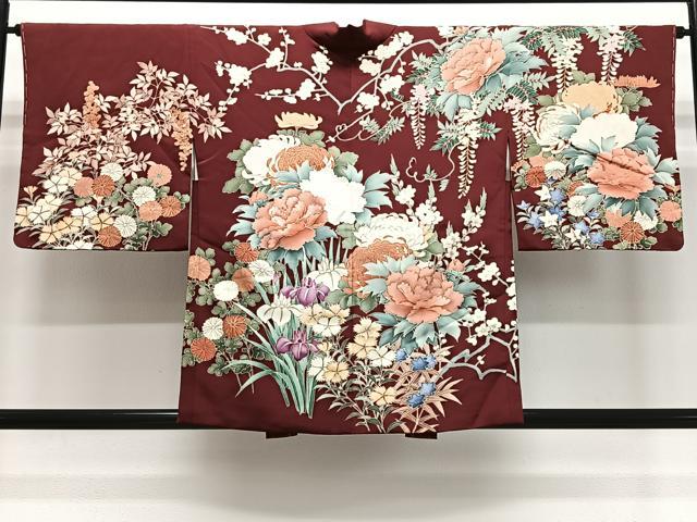 平和屋着物＃羽織　刺繍　草花文　金彩　正絹　逸品　CABL4293ua