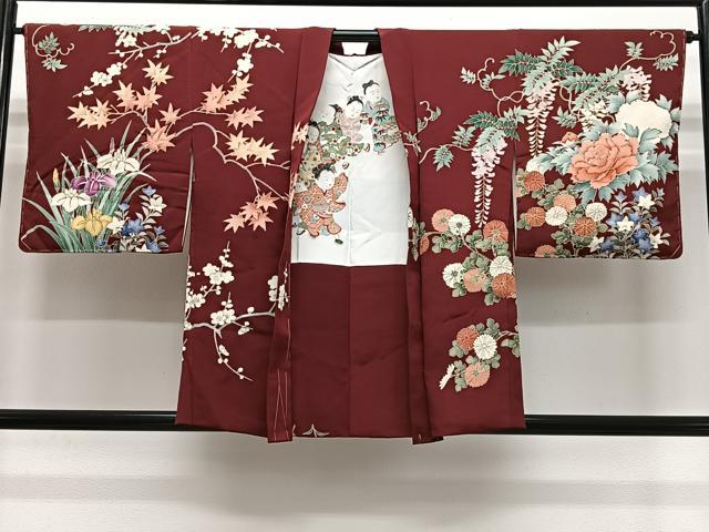 平和屋着物＃羽織　刺繍　草花文　金彩　正絹　逸品　CABL4293ua