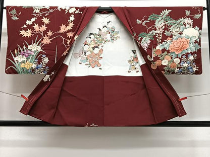 平和屋着物＃羽織　刺繍　草花文　金彩　正絹　逸品　CABL4293ua