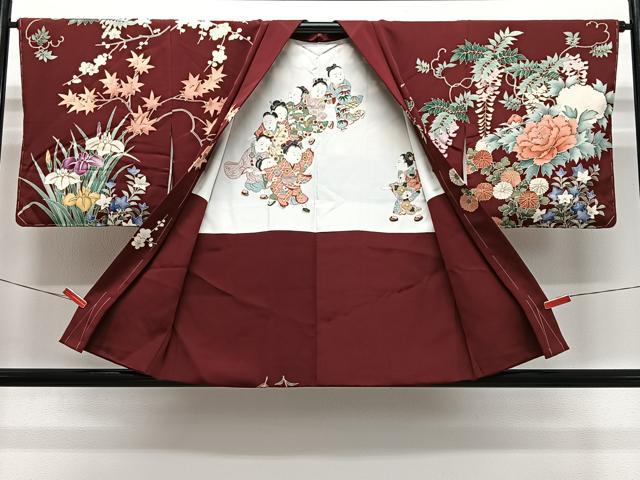 平和屋着物＃羽織　刺繍　草花文　金彩　正絹　逸品　CABL4293ua