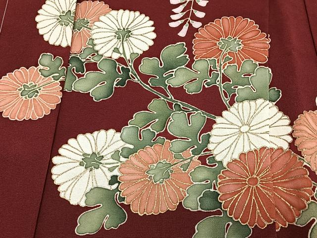 平和屋着物＃羽織　刺繍　草花文　金彩　正絹　逸品　CABL4293ua