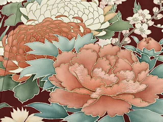 平和屋着物＃羽織　刺繍　草花文　金彩　正絹　逸品　CABL4293ua