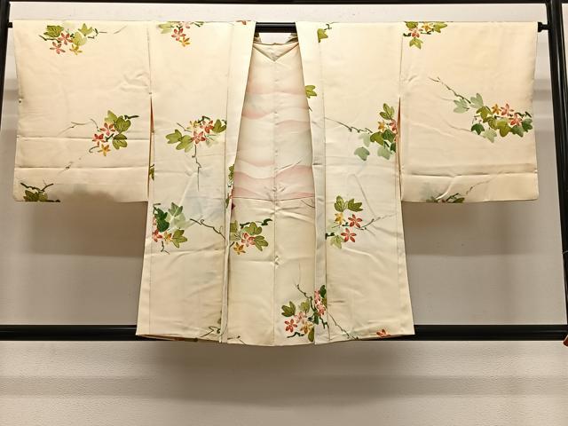 平和屋着物＃羽織　手描き　枝花文　正絹　逸品　CABL4297ua