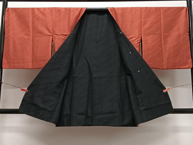 平和屋着物＃道行コート　リバーシブル　唐草地紋　正絹　逸品　CABL4303ua