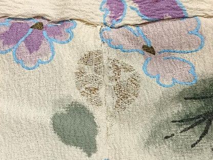 平和屋着物＃羽織　寿光織　草花文　金彩　正絹　逸品　CABL4309ua