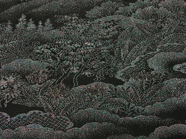 平和屋着物＃羽織　寿光織　樹林文　黒地　金銀糸　正絹　逸品　CABL4311ua