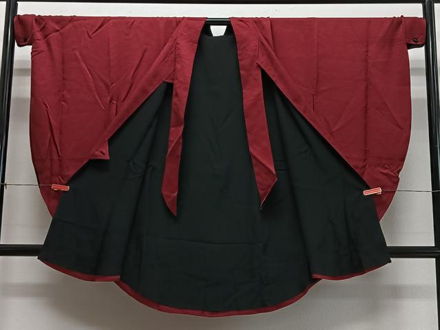 平和屋着物＃和装コート　リバーシブル　蘇芳色　正絹　逸品　CABL4313ua
