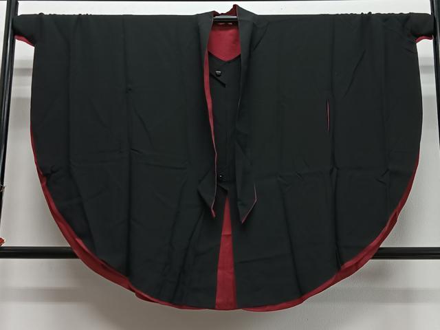 平和屋着物＃和装コート　リバーシブル　蘇芳色　正絹　逸品　CABL4313ua