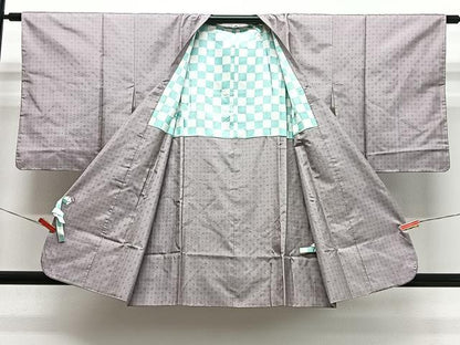 平和屋着物＃道行コート　本場大島紬　格子　正絹　逸品　未使用　CABL4317ua