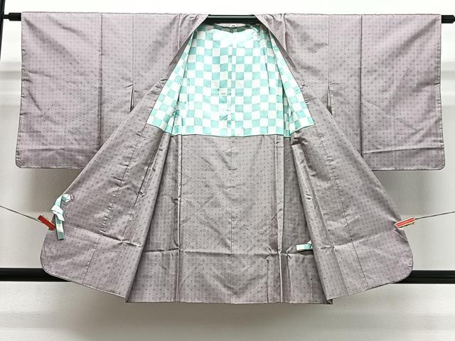 平和屋着物＃道行コート　本場大島紬　格子　正絹　逸品　未使用　CABL4317ua
