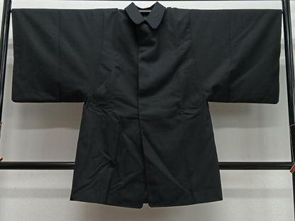 平和屋着物＃男性　角袖　黒地　正絹　逸品　CABL4318ua