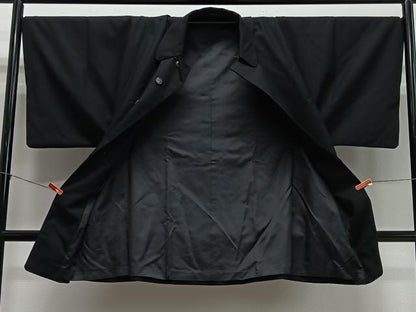 平和屋着物＃男性　角袖　黒地　正絹　逸品　CABL4318ua