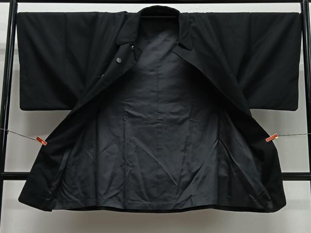平和屋着物＃男性　角袖　黒地　正絹　逸品　CABL4318ua