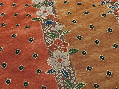 平和屋着物＃道行コート　草花間道　正絹　逸品　CABL4323ua