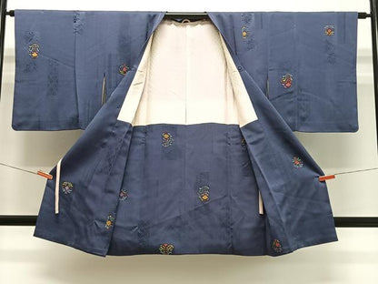平和屋着物＃道行コート　更紗草花文　ロング丈　正絹　逸品　CABL4325ua