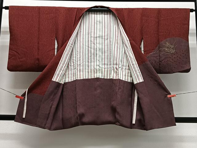 平和屋着物＃道行コート　絞り　草花文　金彩　正絹　逸品　CABL4327ua