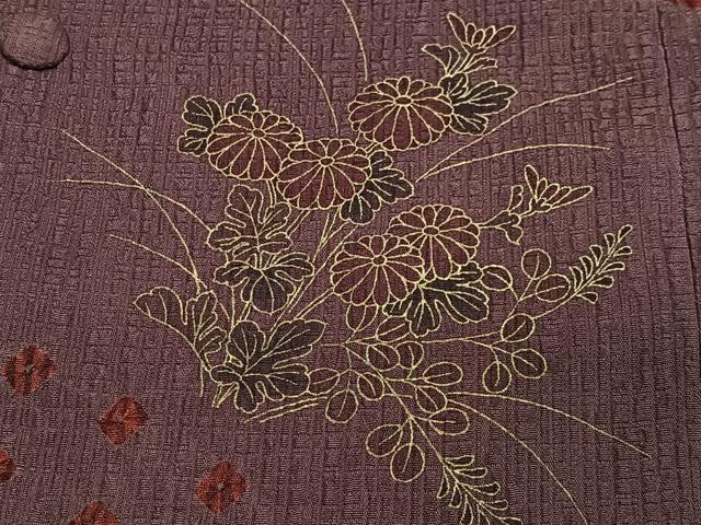 平和屋着物＃道行コート　絞り　草花文　金彩　正絹　逸品　CABL4327ua