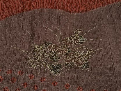 平和屋着物＃道行コート　絞り　草花文　金彩　正絹　逸品　CABL4327ua