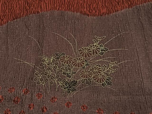 平和屋着物＃道行コート　絞り　草花文　金彩　正絹　逸品　CABL4327ua