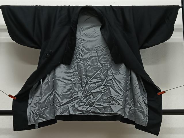 平和屋着物＃和装コート　黒地　CABL4333ua