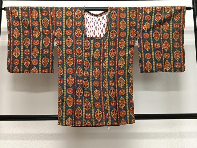 平和屋着物＃道行コート　幾何学間道　正絹　逸品　CABL4334ua