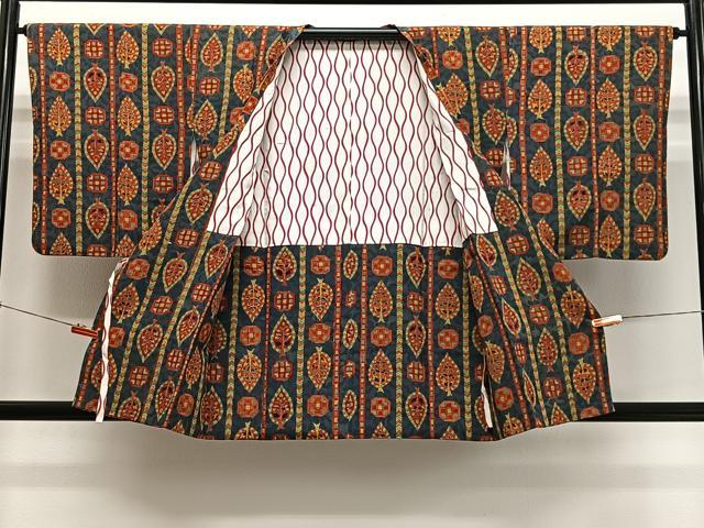 平和屋着物＃道行コート　幾何学間道　正絹　逸品　CABL4334ua