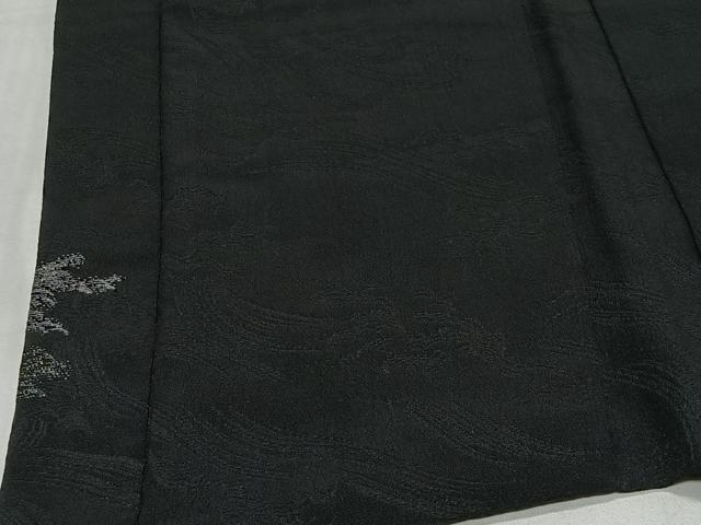 平和屋着物＃羽織　寿光織　立波文　黒地　金銀糸　正絹　逸品　CABL4336ua