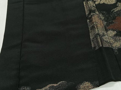 平和屋着物＃羽織　寿光織　雲取り文　黒地　金糸　正絹　逸品　CABL4339ua