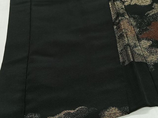 平和屋着物＃羽織　寿光織　雲取り文　黒地　金糸　正絹　逸品　CABL4339ua