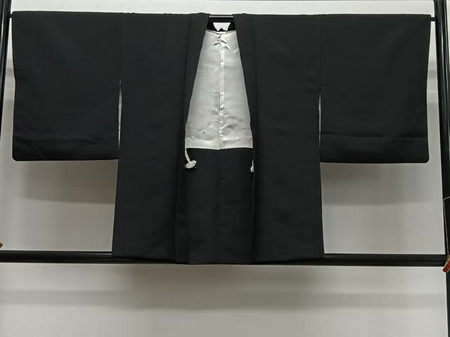 平和屋着物＃羽織　寿光織　枝花文　黒地　金銀糸　正絹　逸品　CABL4341ua