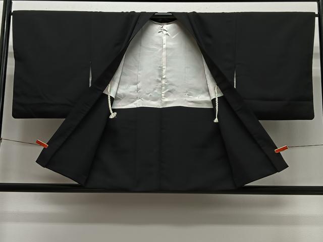 平和屋着物＃羽織　寿光織　枝花文　黒地　金銀糸　正絹　逸品　CABL4341ua