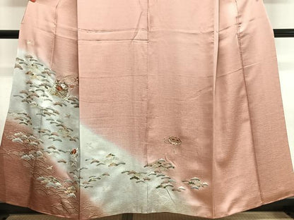 平和屋着物■訪問着　刺繍　流水文箱花文　暈し染め　金銀彩　正絹　逸品　CABL4358ua