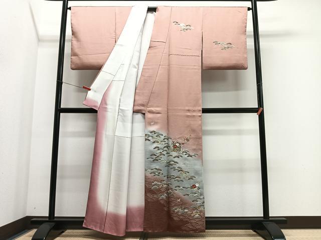 平和屋着物■訪問着　刺繍　流水文箱花文　暈し染め　金銀彩　正絹　逸品　CABL4358ua
