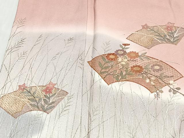 平和屋着物■中国三大刺繍　スワトウ刺繍　訪問着　地紙花文　暈し染め　金彩　正絹　逸品　CABL4364ua