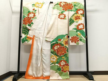 平和屋着物■豪華振袖　駒刺繍　流水牡丹文　金彩　正絹　逸品　CABL4366ua