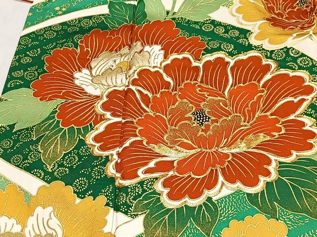 平和屋着物■豪華振袖　駒刺繍　流水牡丹文　金彩　正絹　逸品　CABL4366ua