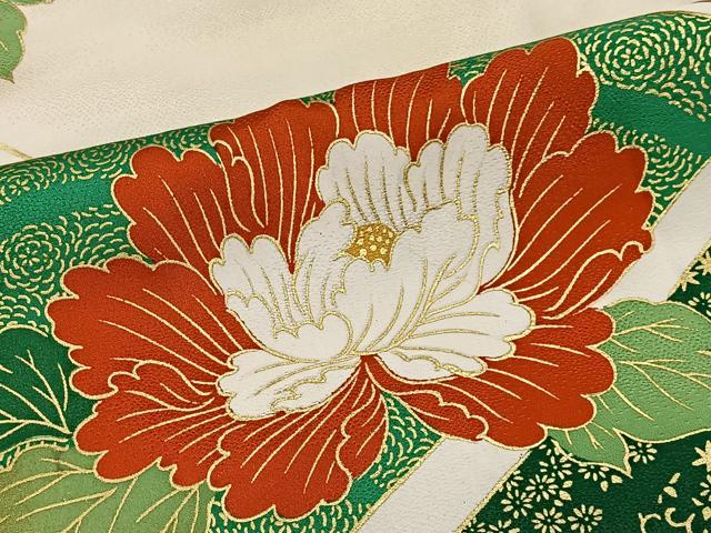 平和屋着物■豪華振袖　駒刺繍　流水牡丹文　金彩　正絹　逸品　CABL4366ua