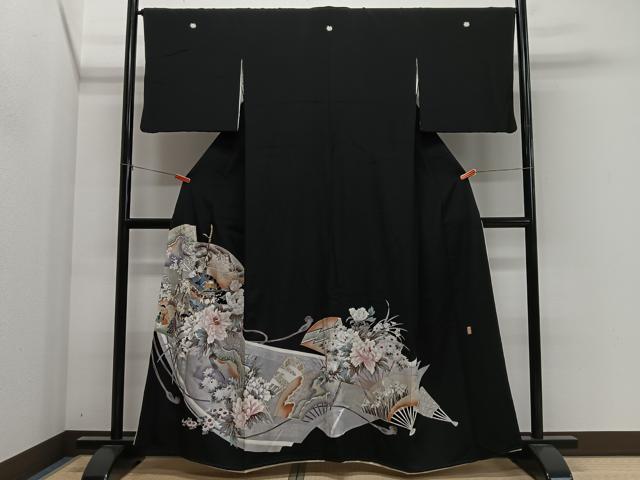 平和屋着物■豪華黒留袖　作家物　駒刺繍　人物風景文　金彩　正絹　逸品　CABL4367ua