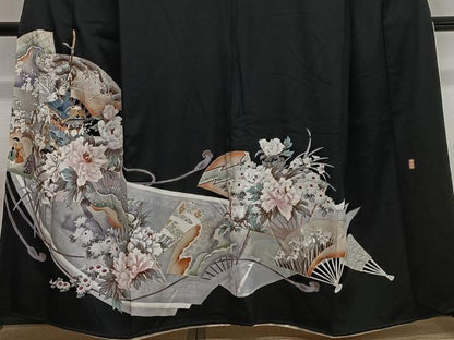 平和屋着物■豪華黒留袖　作家物　駒刺繍　人物風景文　金彩　正絹　逸品　CABL4367ua