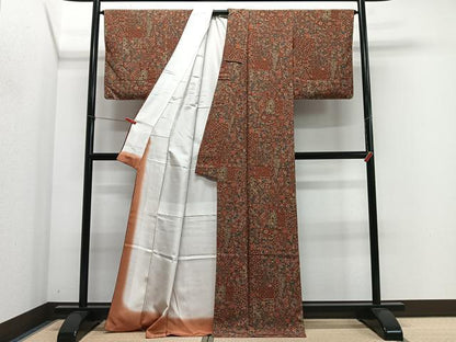 平和屋着物■上質な小紋　更紗草花文　正絹　逸品　未使用　CABL4370ua