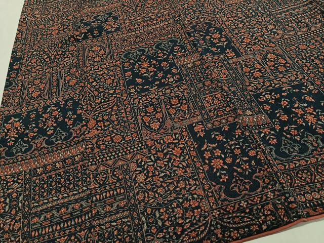 平和屋着物■上質な小紋　更紗花文　鬼しぼ縮緬　正絹　逸品　CABL4373ua