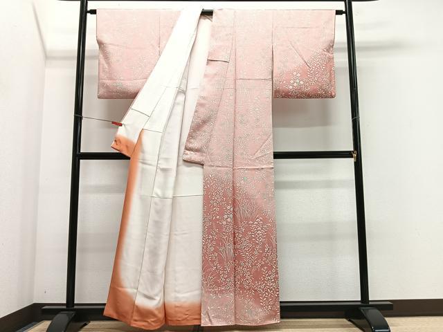 平和屋着物■訪問着　草花文　暈し染め　正絹　逸品　CABL4374ua