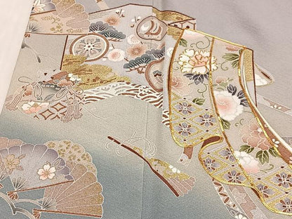 平和屋着物■豪華色留袖　駒刺繍　屏風扇面花文　暈し染め　金彩　正絹　逸品　CABL4375ua