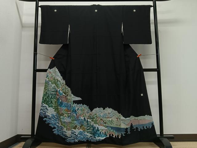 平和屋着物■豪華黒留袖　作家物　風景文　正絹　逸品　CABL4377ua