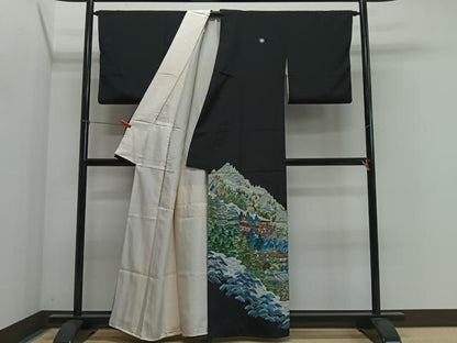 平和屋着物■豪華黒留袖　作家物　風景文　正絹　逸品　CABL4377ua