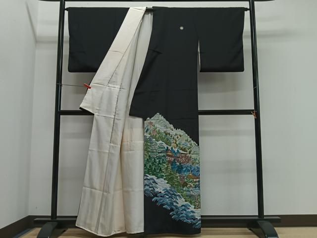 平和屋着物■豪華黒留袖　作家物　風景文　正絹　逸品　CABL4377ua